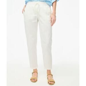 j.crew factory linen-cotton blend drawstring white pant aw842 women petite sz 12